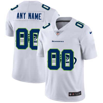 Seattle Seahawks Custom White Men's Nike Team Logo Dual Overlap Limited NFL Jersey